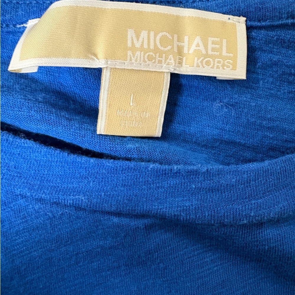 Michael Kors Royal Blue Ruffle Sleeve Tee - Picture 5 of 8